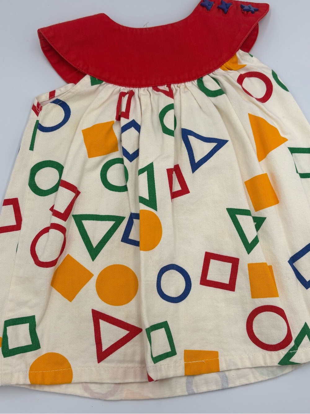 Peanut Power Toddler Geometric Print Red Collar Dress